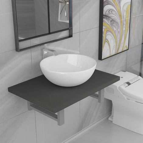 Meuble de salle de bain en deux pièces Céramique Gris 7 (1/5)