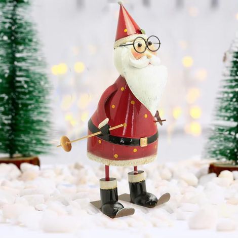 Statuina Babbo Natale Figura in Metallo Decorazione Addobbo Natalizio 42 cm (1/4)