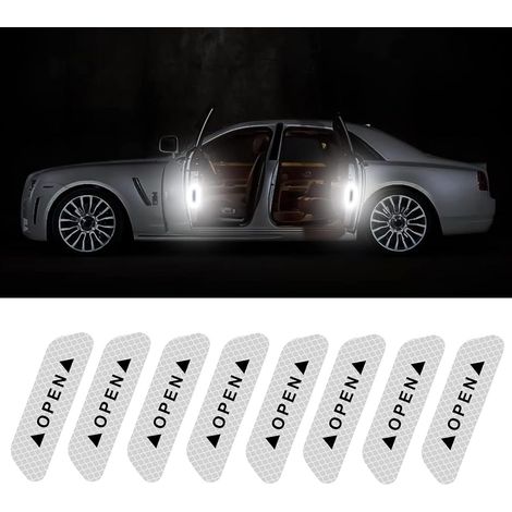 CSPARKV 8 Pieces Reflective Stickers, Waterproof Reflective Stickers, Warning Reflective Strip, Reflective Sticker Strip, for Car Door Edge (Silver) (1/5)