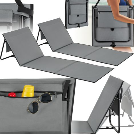 Lot 2 tapis de plage pliable avec dossier réglable et bandoulière (1/5)