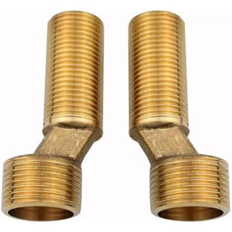 2 Pieces S Fitting Adapter, 3/4 Inch x 1/2 Inch External Thread S Shower Head Adapter, 8mm Offset, 65mm Length, Adjustable Swivel Arm, Eccentric Faucet Fitting (1/5)