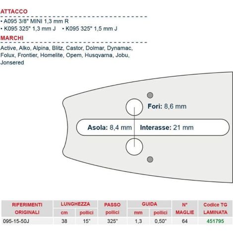 Kettensägeschiene Länge 33 cm für 56 Glieder Kette 451795