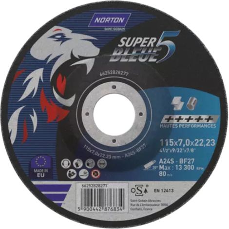 Meule à ébarber SUPER BLEUE 5 - Diamètre 115 mm - Épaisseur 7 mm - NORTON