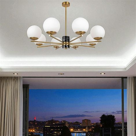 Suspension moderne – 8 globes & marbre noir DELTONA (1/5)