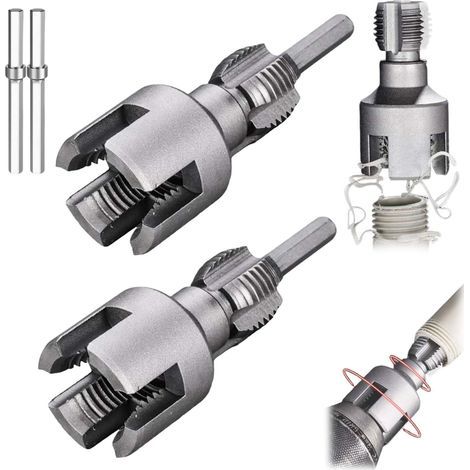 1/2'' and 3/4'' Integrated Internal & External Pipe Threading Tool, Convient Pour La Coupe De Filetage De Perceuse électrique, La Réparation De Tuyaux Et Dfayu (1/2"+3/4") (1/5)