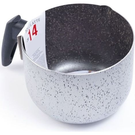 TrAdE Shop Traesio - Pentolino Bollilatte Antiaderente ø 14 Cm Con Manico Nero Utensile Per Cucina 056167 - (1/2)