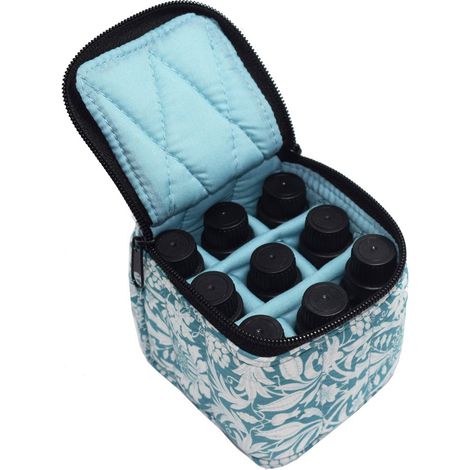 Boite De Transport Pour Huiles Essentielles - 9 Emplacements - Nylon Renforcé - Intérieur Rembourré - Poignée Supérieure - Fermeture Éclair Double - 5ml À 15ml (1/5)