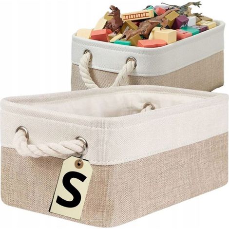 Panier À Linge - Panier De Rangement En Coton Et Jute - Pour Salle De Bain Chambre Ou Salon - Capacité 20 L - Modèle S (1/5)