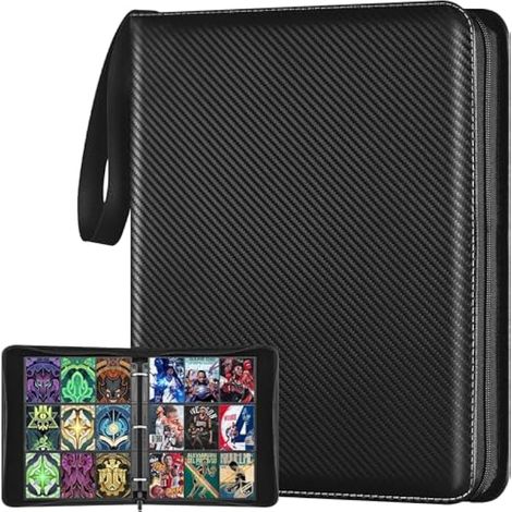 Album de cartes à collectionner 9 pochettes, 900 emplacements, classeur en cuir PU avec fermeture éclair, 50 pochettes amovibles pour cartes de dessins animés, sports et jeux.