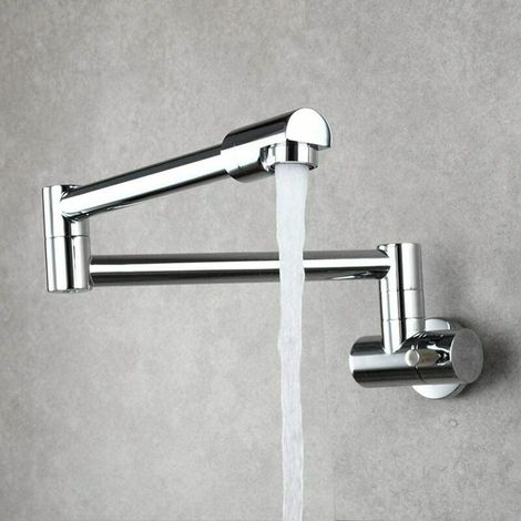Miscelatore da cucina estraibile a parete, Miscelatore per lavello da cucina, rubinetto multifunzione per aqua fredda, ugello gyrevole a 360°, rubinetti da cucina cromati (1/4)