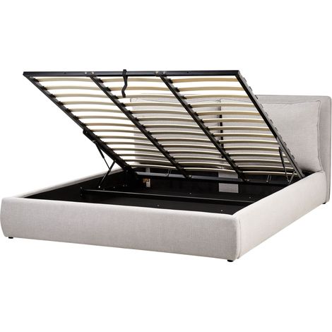 Letto matrimoniale grigio chiaro con contenitore 180 x 200 cm Bajonna (1/5)