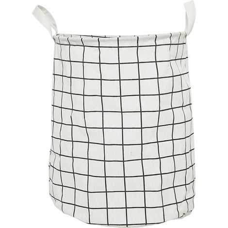 Panier à linge sale pliable en coton et lin, panier de rangement pour le linge, organisateur de linge, carrés blancs