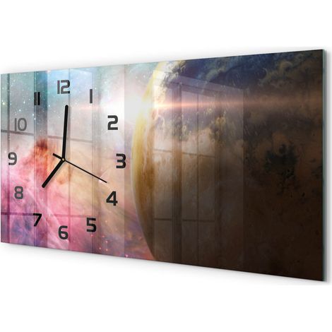 Horloge Murale Panoramique en Verre 60x30 cm Décorative Moderne Salon Cuisine Galaxie (1/5)