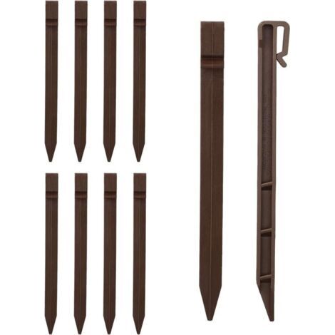 BUNTHAUS Piquet Ancrage Paysage - 10 pièces, Piquet Ancrage Paysage Plastique Robuste 24,6cm - Pour Bordure/Terrasse/Tente, Marron (1/5)