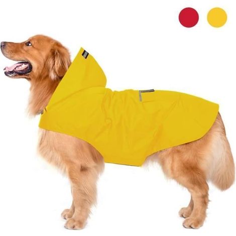 Imperméable pour Chien avec Capuchon, imperméable pour Chien 100% étanche ultraléger et aéré avec Bandes réfléchissantes 5XL, jaune