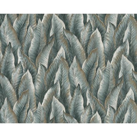 Papier peint gaufré EDEM 420ST28 papier peint intissé gaufré à chaud légèrement texturé avec un dessin nature scintillant vert vert-blanc or argent 10,65 m2