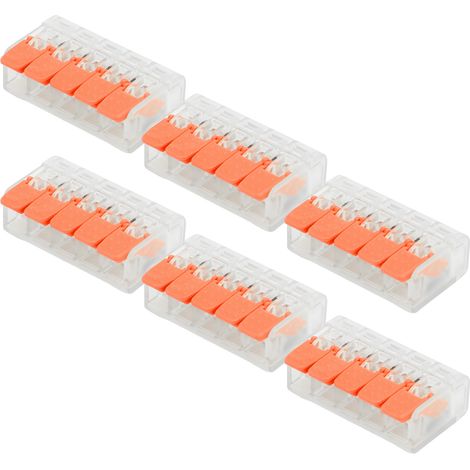 Lot de 20 connecteurs de câblage pour éclairage de bâtiments, bornes rapides sans vis, fournitures industrielles PCT-665, orange (1/5)