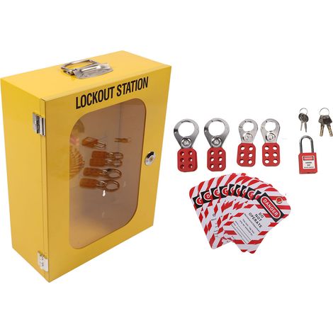 Coffret portable de cadenas de consignation multifonction, kit de sécurité avec 8 paires de clés et étiquettes (1/5)