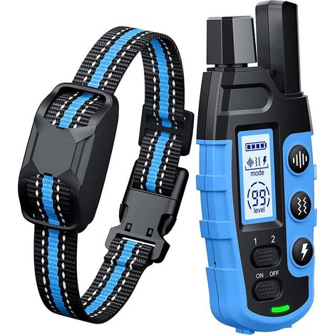 Collier pour chien-3300 pieds collier de dressage pour chien avec télécommande pour 5-120 LB collier rechargeable et étanche pour chien de petite et moyenne taille, bleu (1/5)