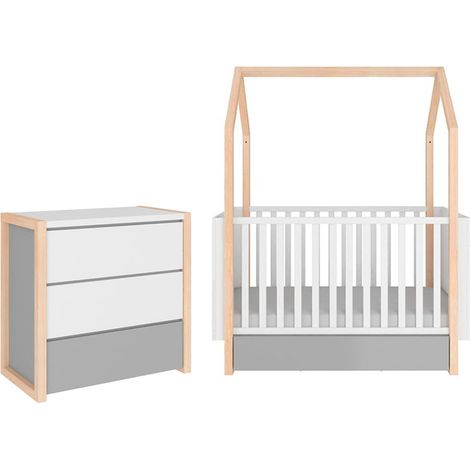 Bellamy Pinette 70x140 letto cabina e cassettiera a 3 cassetti Bianco e grigio (1/5)