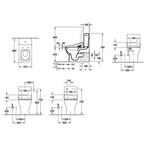Architectura, Accessoires, Ex Targa Architectura, mécanisme à touche DualFlush, chroméé, alimentation latérale ou arrière, En porcelaine sanitaire