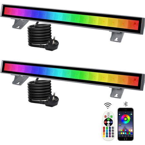 RGB LED Outdoor Floodlight 48 W, 2-Pack 16 Million Smart Colours with Remote Control and Timer, Memory, for Party Garden Bar Halloween (1/5)