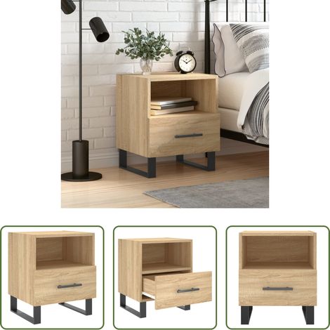 Holz Nachttisch - Nachttisch Sonoma-Eiche 40x35x47,5 cm Holzwerkstoff (1/5)