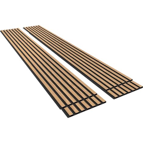 Silumen – Lot de 4 panneaux acoustiques muraux 240x60 cm – Finition chêne blanc sur fond noir – Isolation phonique optimale – Installation facile (1/5)