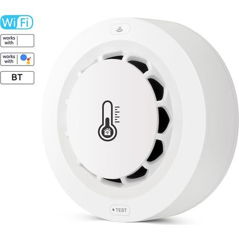Tuya Wifi/BT Connected Smoke Detector, Temperature and Humidity Measurement, 80dB Alarm with APP Notification - Compatible with Alexa and Google Home (1/5)