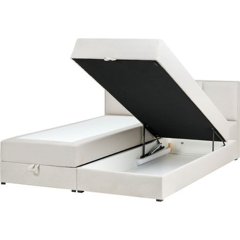 Letto matrimoniale Imbottito Tessuto bianco sporco 180 x 200 cm Baronet