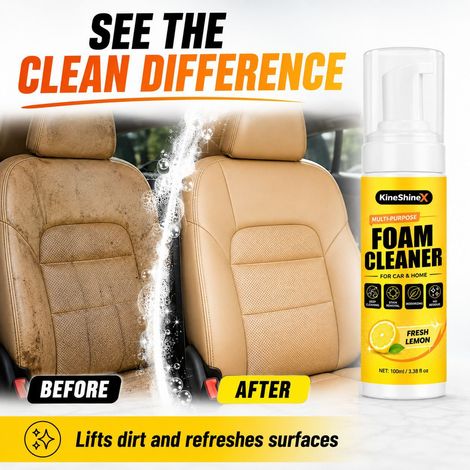 KineShineX Multi-Foam Cleaner, suitable for car interiors and home use, removes stains and odors. (1/4)
