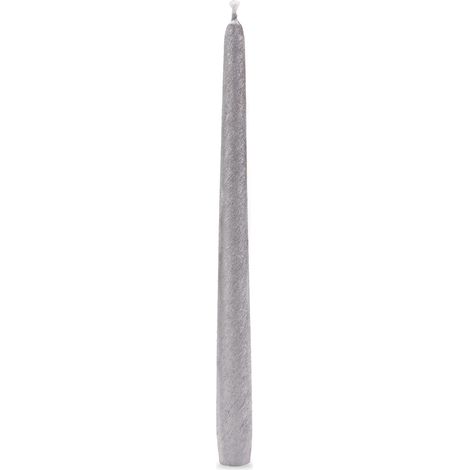 Bougie conique rayée métallisée, argent, diamètre 2,2 cm, hauteur 30 cm, 1 pièce. (1/5)