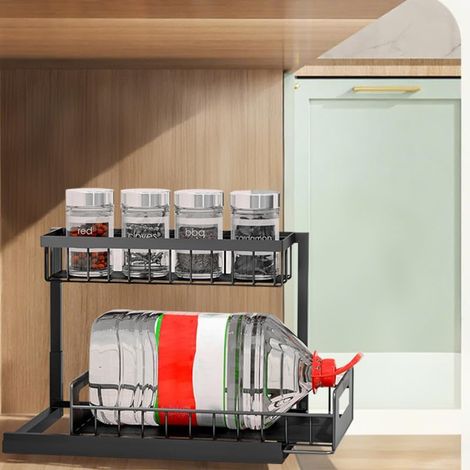 1 Étagère coulissante, C-Forme, Métal, Tiroirs, Cuisine Salle de bain