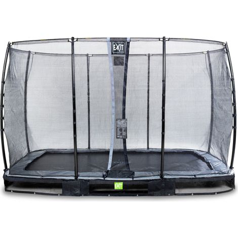 EXIT Elegant Ground Trampoline 8x14ft with Economy Safety Net – Black