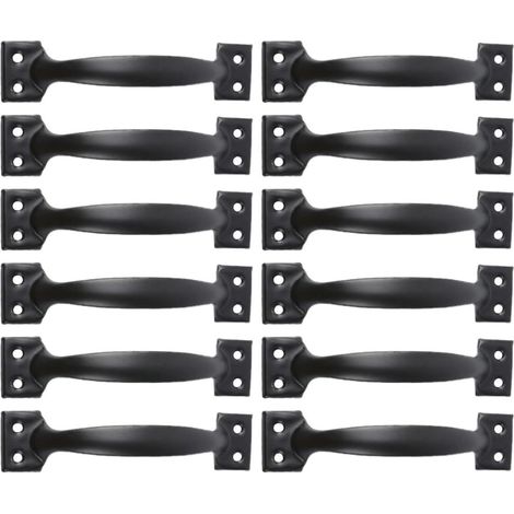 UKCOCO Lot de 12 poignées porte en fer noir 10 cm (4 pouces) (1/5)