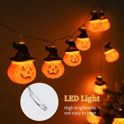 Halloween-Kürbis-Lichterkette, 3 m, 20 LEDs, wasserdicht, batteriebetrieben, 2 Beleuchtungsmodi (1/2)