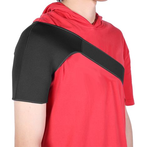 Bande de soutien d'épaule ajustable pour sport - Équipement de protection noir, prévention des blessures et entorses (1/5)