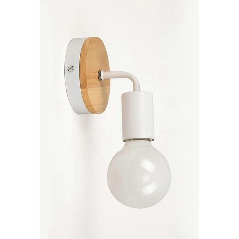 2 appliques murales modernes en fer forgé et bois, douille E27 40 W (ampoule non incluse) (1/4)