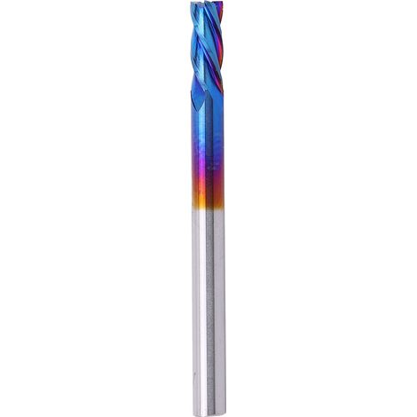Fraise 4 dents en acier tungstène, revêtement NanoBlue, queue droite CNC, coupeur de fraisage (3,175 x 3,175 x 8) (1/5)
