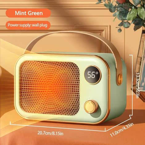 Chauffage d'appoint portable 1200 W (vert menthe) avec écran LED et résistance céramique PTC à chauffage rapide. (1/5)