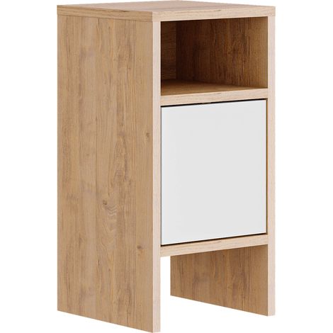 Mesita de noche con una puerta. Color Safir/Blanco. (Alto 59 cm/Ancho 30 cm/Fondo 30 cm) (1/4)