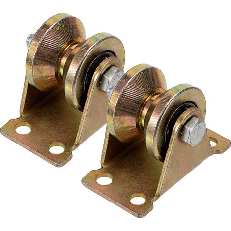 Poulie à Gorge V - Lot de 2 - Acier Galvanisé - Charge 200kg - Portail Coulissant et Rail - Diamètre 32mm (1/5)