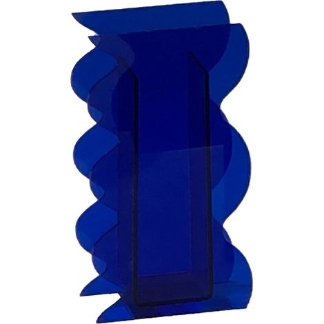 Vase à fleurs moderne en acrylique décoratif, forme ondulée unique, bleu, idéal pour la chambre, le salon ou une table.
