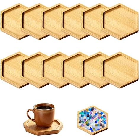 Wooden Mosaic Coasters, Square Bamboo Coasters (1/5)