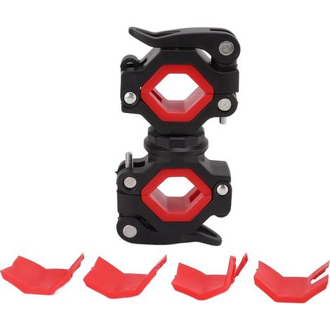 Lampe de vélo à clip tournant à 360°, démontage rapide, torche stable en plastique, équipement cycliste rouge (1/5)