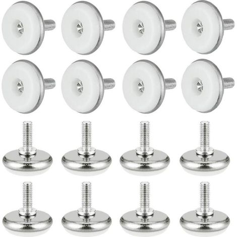 M6x15 x 30mm,Blanc,16 PCS Pied Vérin Réglable Pied de Nivellement en Plastique et Métal avec Écrou Pieds Réglables Vis de Réglage Meuble pour Table Meuble Bureau Placard Chaise (1/5)