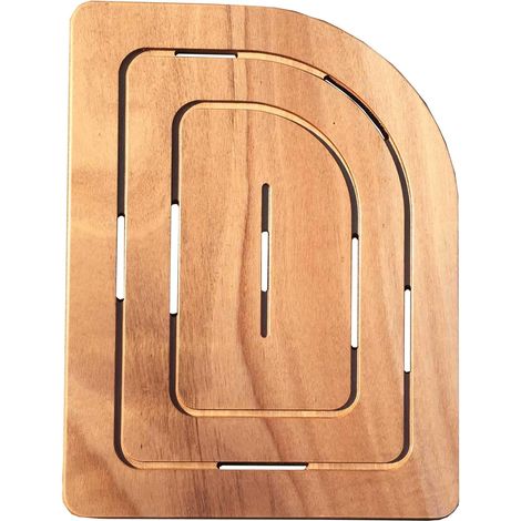 Castelmerlino Caillebotis de douche en contreplaque Okume marine 74,5x55 cm coin gauche arrondi pour douche 90x70 cm (1/4)