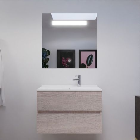 BadezimmerMˆbel 80 cm ROSALY mit Waschbecken und Spiegel ElÈgance ht80 Ò Holz Ò Waschbecken aus Harz (1/5)