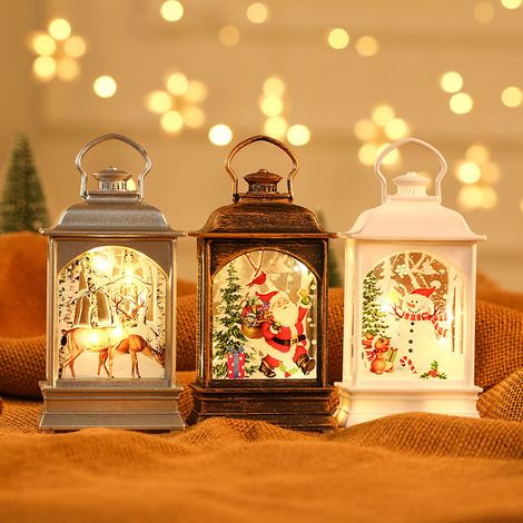 3 pièces de nouvelles décorations de Noël lampe à huile portable lumineuse LED décoration de fenêtre décoration fête petit cadeau pour enfants (1/2)