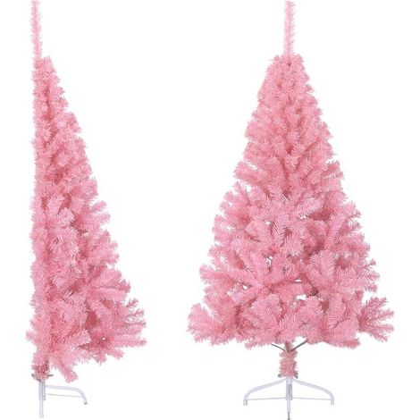 Albero di Natale Albero natalizio Albero festivo Artificiale a Metà con Supporto Rosa 150cm PVC (1/5)